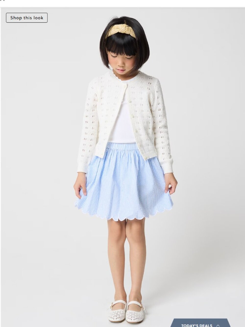 J.Crew Crewcuts Girls' scallop-hem seersucker skirt 8 NWT